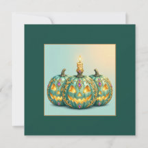 Trio de Jack-O-Lantern Azul Ornado com Quadrado de