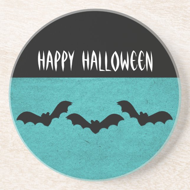 Trio de Porta copos de Bats Halloween, Teal (Frente)
