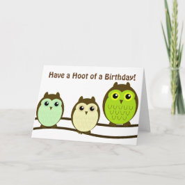 Trio do cartão de aniversário das corujas