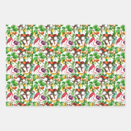 Trio dos Jardins Tropicais Coloridos