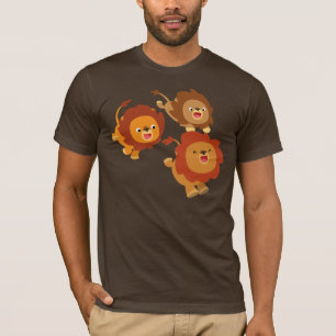 Trio feliz do t-shirt bonito dos leões dos