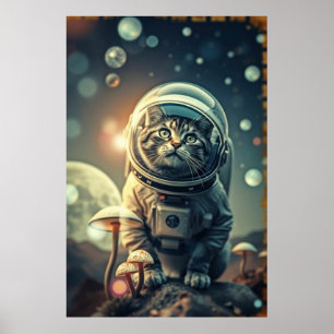 Trip de Gato Cósmico - Poster de Espaço Retroativo