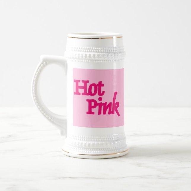 Tripa branca rosa-quente caneca de cerveja dourada (Esquerda)