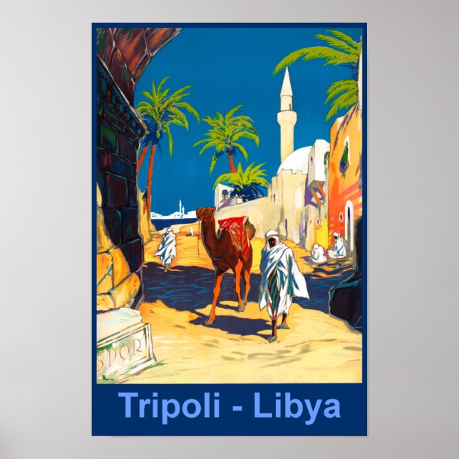 Tripoli, poster de viagens retrô da Líbia (Frente)