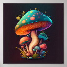 Trippy Blue Amanita Muscaria poster