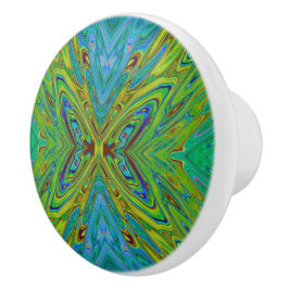 Trippy Chartreuse e Blue Abstrato Butterfly