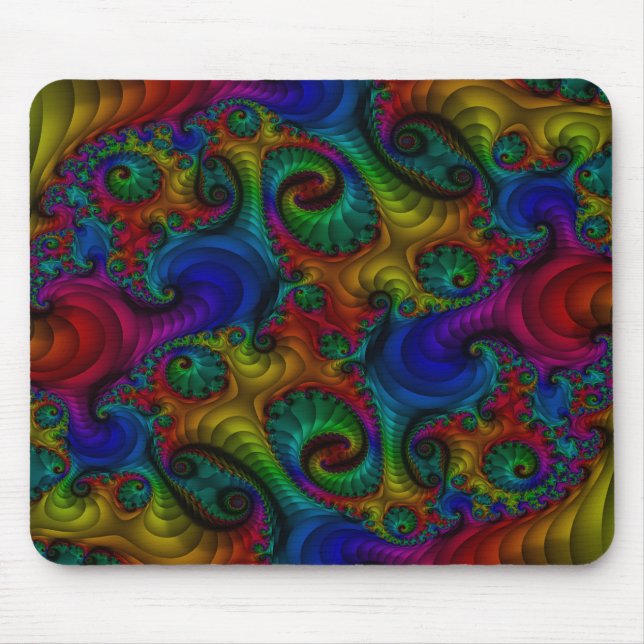 Trippy Psychedelic Fractal Rainbow Mousepad (Frente)