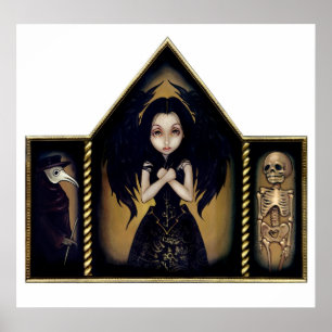 Triptych de esqueleto gótico do impressão da art