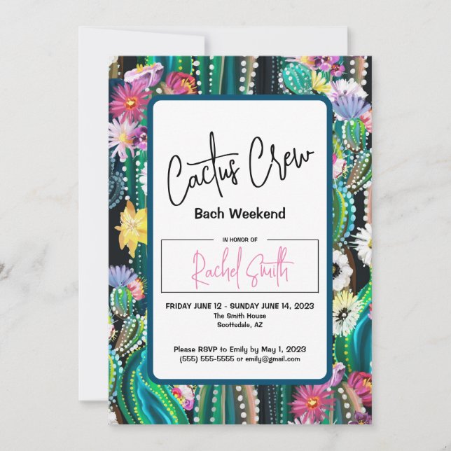 Tripulação Cactus - Convite de festas Bach (Frente)