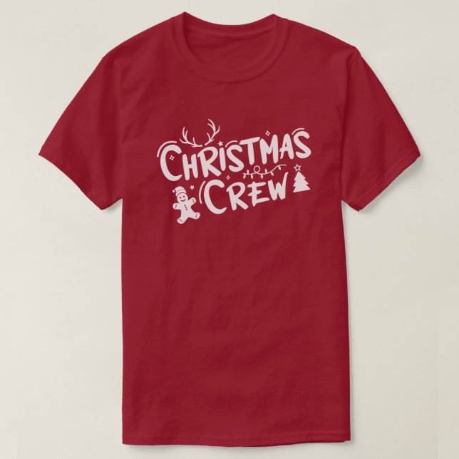 Tripulação de Natal em T-Shirt Branco (Frente do Design)