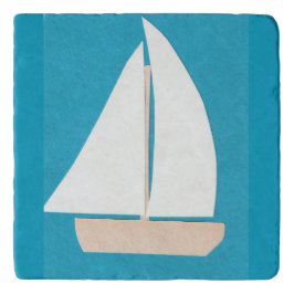 Trivet com veleiro branco