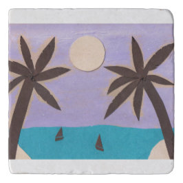 Trivet de mármore com design da palmeira