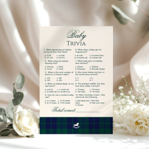 Trivia de Bebê Cavalo de Balanço Vintage Xadrez Az