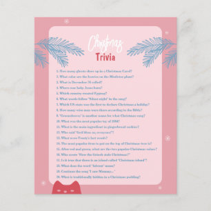 Trivia de Natal vermelha, rosa, editável, jogo Hol