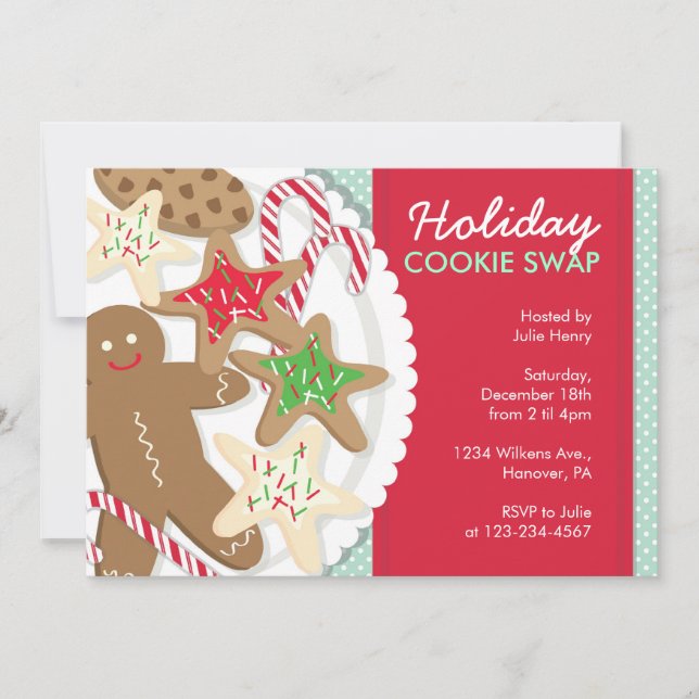 Troca de Biscoito de Convites de festas de Natal (Frente)