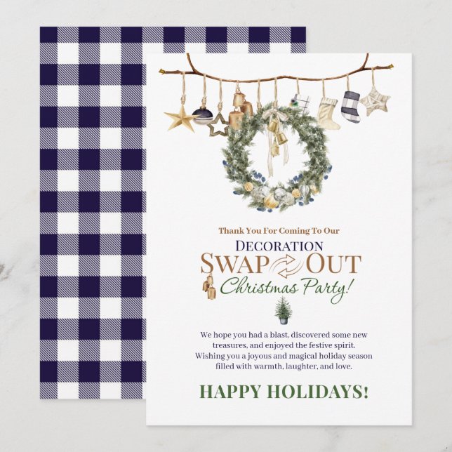 Troca De Decoração Obrigado E Cartão De Natal (Frente/Verso)