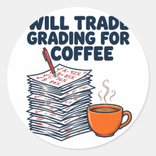 Trocarei Correção por Café Adesivo Redondo
