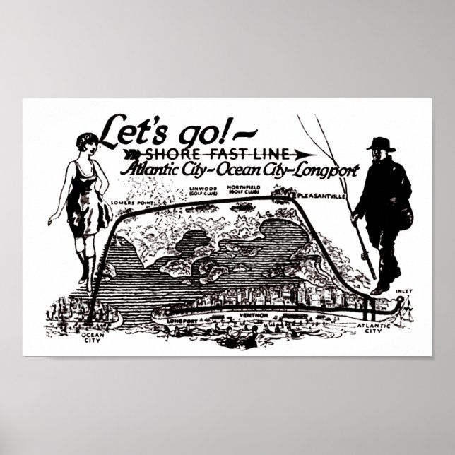Trolleys Shore Fast Line 1910 Poster (Frente)