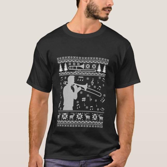Trombone Feia de Natal Camisa Engraçada Banda (Frente)