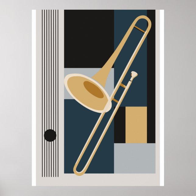 Trombone Impressão Bauhaus, Música Moderna de Mead (Frente)