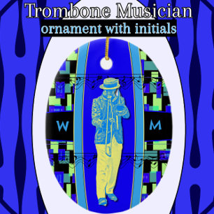 Trombone Musical com Iniciais Ornamento