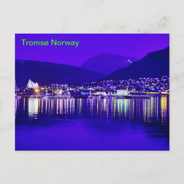 Tromsø Noruega na noite do cartão postal (Frente)