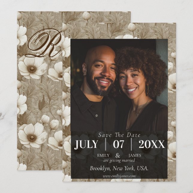 Tropical Anemone Countryside Wedding Save the Date (Frente/Verso)