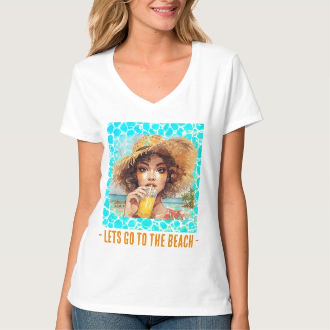 Tropical Beach, Lets Go to The Beach T-Shirt (Frente)