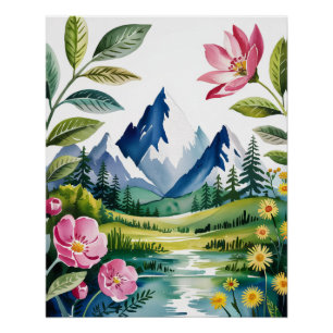 Tropical Boho Watercolor Leaf Art Impressão - Vint
