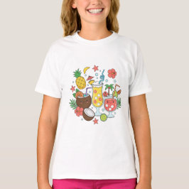 Tropical Drinks Cute Summer Cocktail Girl T-Shirt