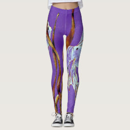 Tropical Fantail Fish Watercolor Purple Leggings