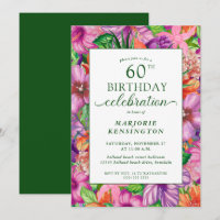 Tropical Floral 60º Convite de aniversário