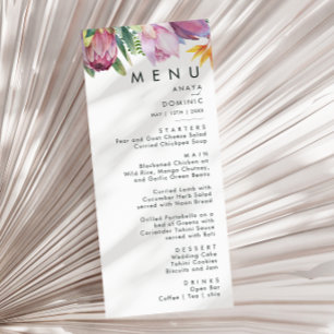 Tropical Floral Colorida Menu Janto Casamento