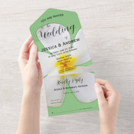 Tropical Floral, Plumeria Branca em Sage, Casament