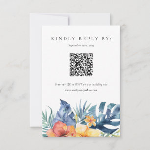 Tropical Floral Verão QR Código Casamento RSVP