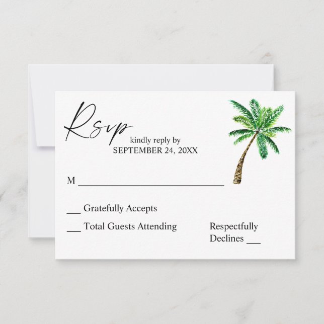 Tropical Havaiano Floral & Árvore de Palma RSVP Se (Frente)