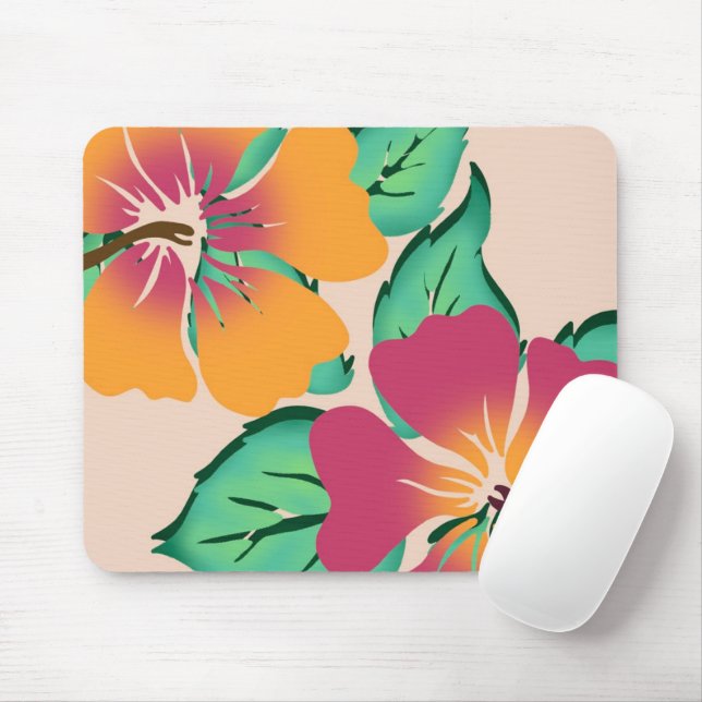 Tropical Hibiscus Mouse Pad (Com mouse)