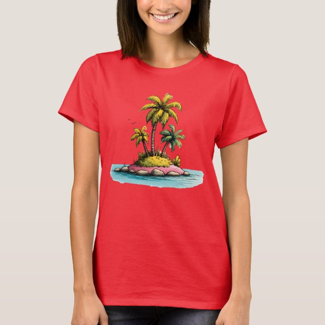 Tropical Island Vibes Palm Tree Graphic T-Shirt (Frente)