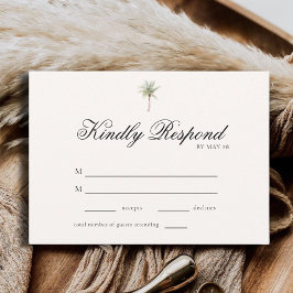 Tropical Palm Tree Elegant Minimalist Wedding RSVP