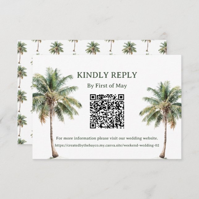 Tropical Palm Trees QR RSVP Card (Frente/Verso)