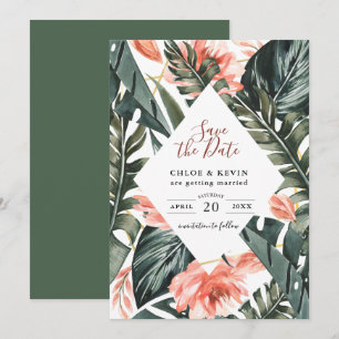 Tropical Palm Wedding Flat Salvar O Cartão De Data