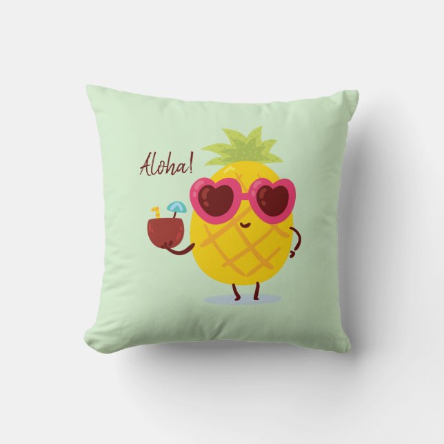 Tropical Pineapple Aloha Luau Decorar Almofada (Frente)