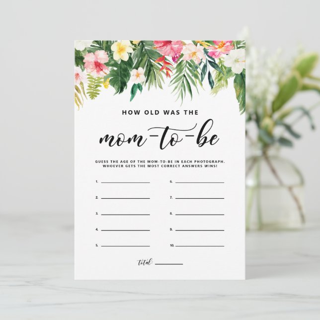 Tropical Quão antiga era o cartão de jogo da mamãe (Em pé/Frente)