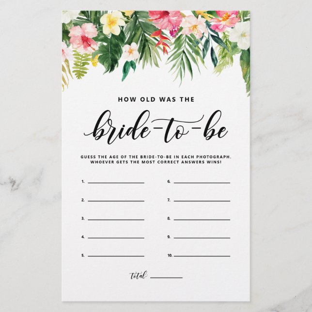 Tropical Quão antiga era o jogo da noiva (Frente)