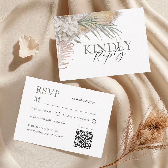 Tropical Sage Green Floral Wedding RSVP (Criador carregado)