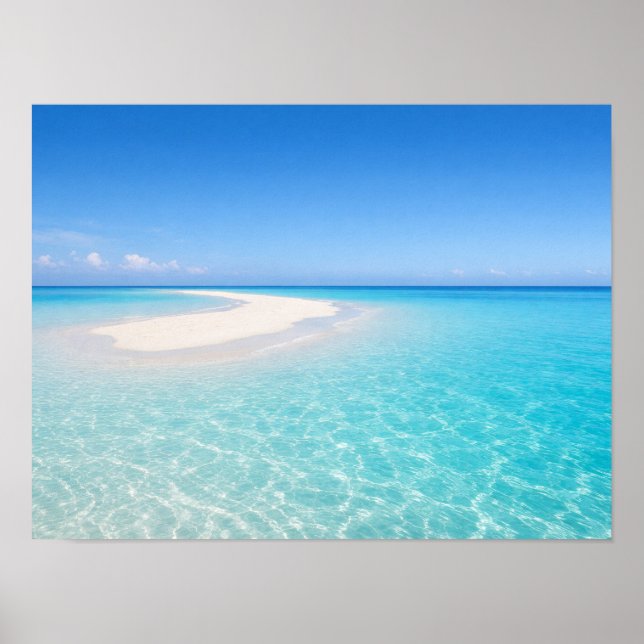 Tropical Sandbar Turquoise Ocean Poster (Frente)