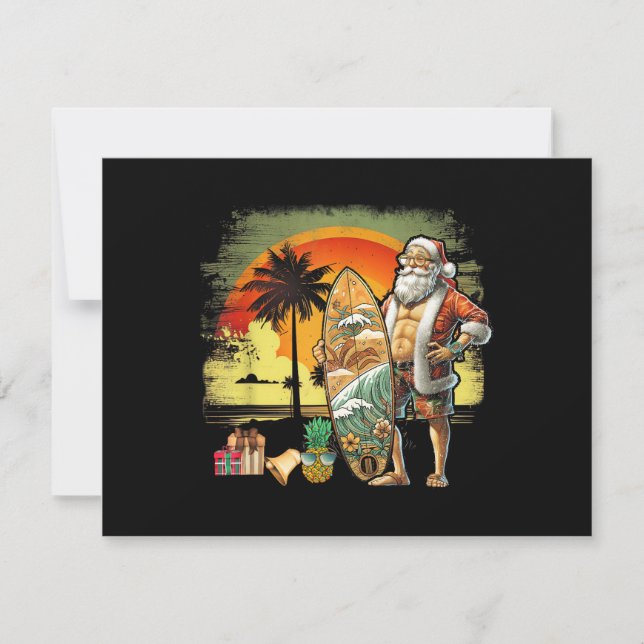 Tropical Summer Surfing Santa Claus 6 Pack Christm (Frente)