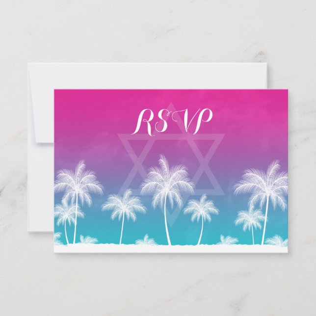 Tropical Teal Blue Bat Mitzvah RSVP (Frente)