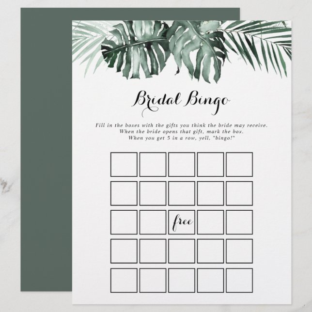 Tropical Verde Branco Branca Bridal Jogo (Frente/Verso)