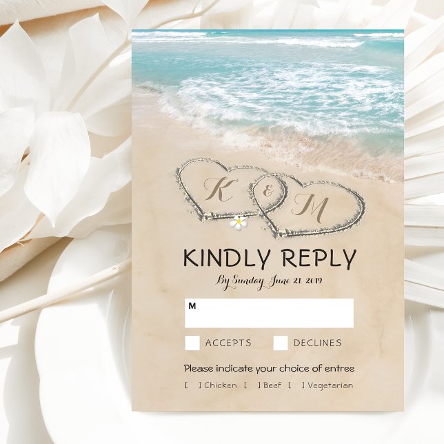 Tropical Vintage Beach Weding RSVP Entree Choices (Criador carregado)